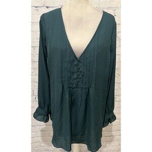 A Pea in the Pod Womens Maternity Long Sleeve Blouse Top Green Size Medium